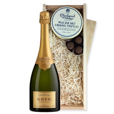 Krug Grande Cuvee Editions Champagne 75cl And Milk Sea Salt Charbonnel Chocolates Box